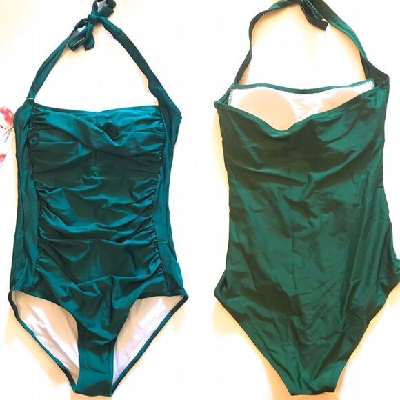 Halter Ruched One-piece Swimsuit  - Picture 1 of 5